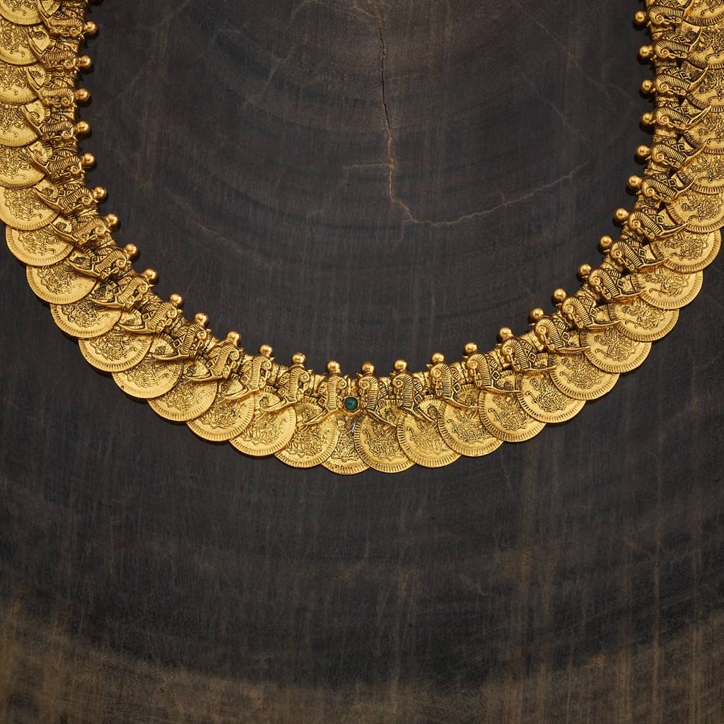 Ruby-Green Oxidised Gold - Plated Bridesmaid Temple Necklace - 433010 : 433010