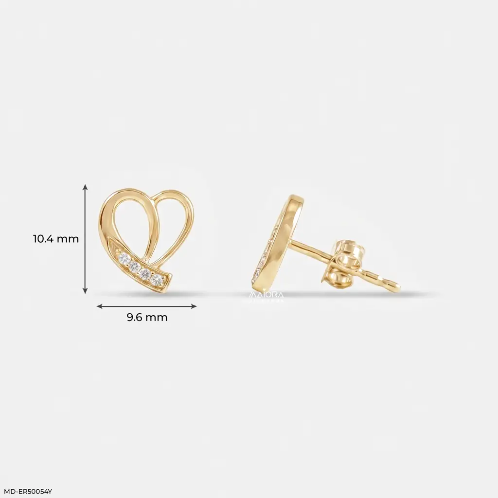 Stellar Open Heart 18K Yellow Gold-Plated 925 Silver Lab Diamond Studs : MD-ER50054Y
