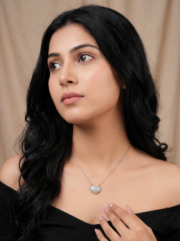Celeste Heart Pave Necklace : Z-NL-S-015
