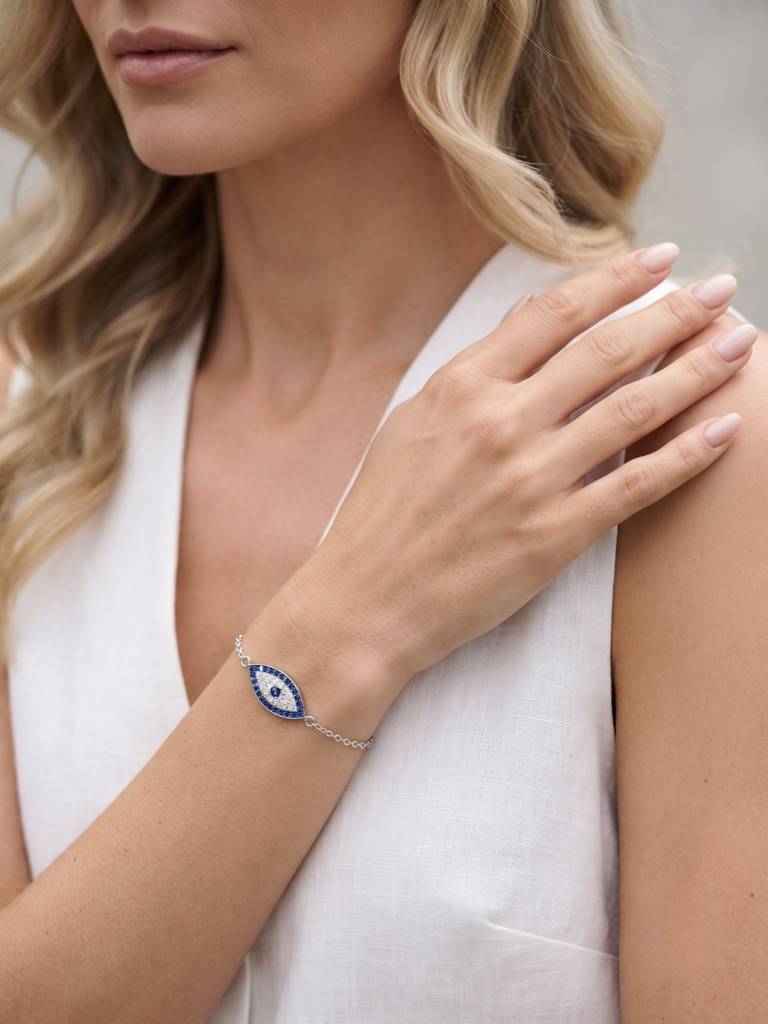 925 Silver Sapphire Gaze Bracelet For Women : BR-86
