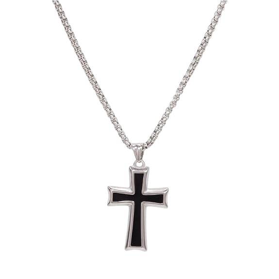 Fancy Cross Pendant Chain Necklace For Men & Women Silver Plated Minimalist Unisex Fashion Stylish Design Jewellery : PX9CH168SB