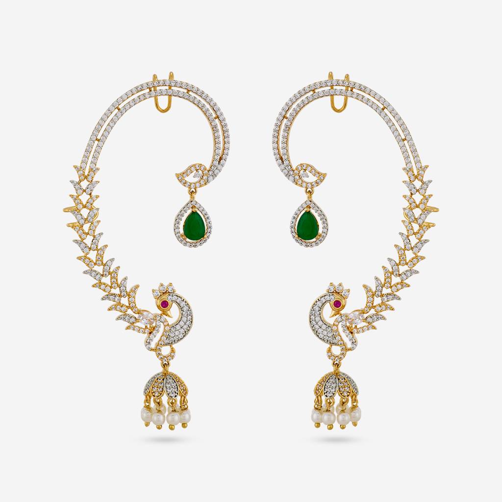 Ruby-Green Rhodium-Gold - Plated Bridesmaid Zircon Earring - 469733 : 469733