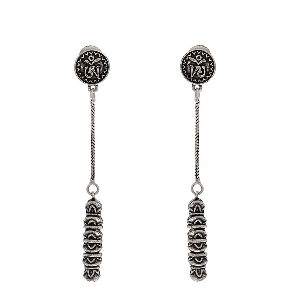 Voylla Bodhi Om Dangler Earrings: Stylish Spiritual Charm : 8905124504767