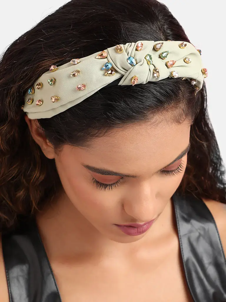 Nolana-Sohi Embellished Crystal Stone Studded Hairband : SOHIBD9576