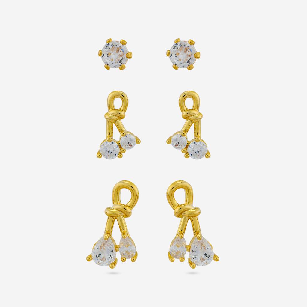White Gold - Plated Casual Wear Trendy Zircon Earring - 460549 : 460549