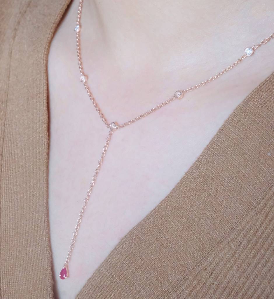 Ruby Duet Lariat Necklace : PEN_RUBYDU_S_3122