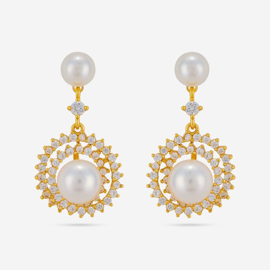 Pearl Gold - Plated Casual Wear Trendy Zircon Earring - 464463 : 464463