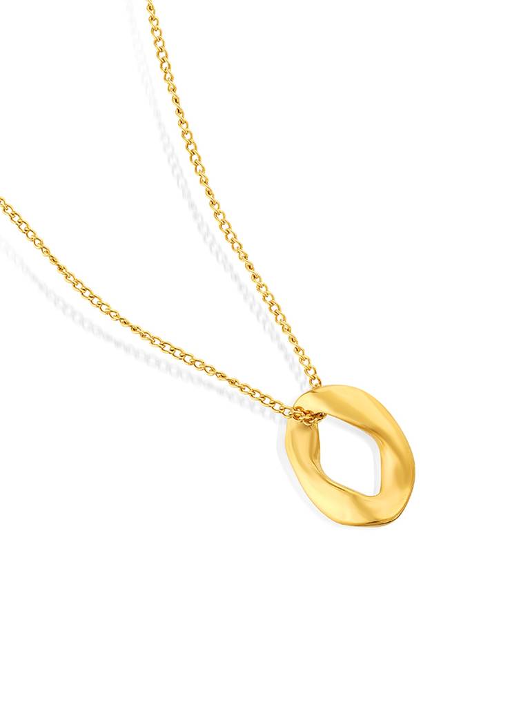 18K Gold Plated Molten Curve Necklace Stainless Steel Waterproof & Anti-Tarnish : N36SJSS0G