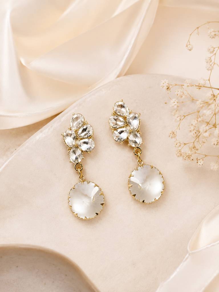 Crystal Drop Statement Earrings : AN-LJ-SI-0057-DE
