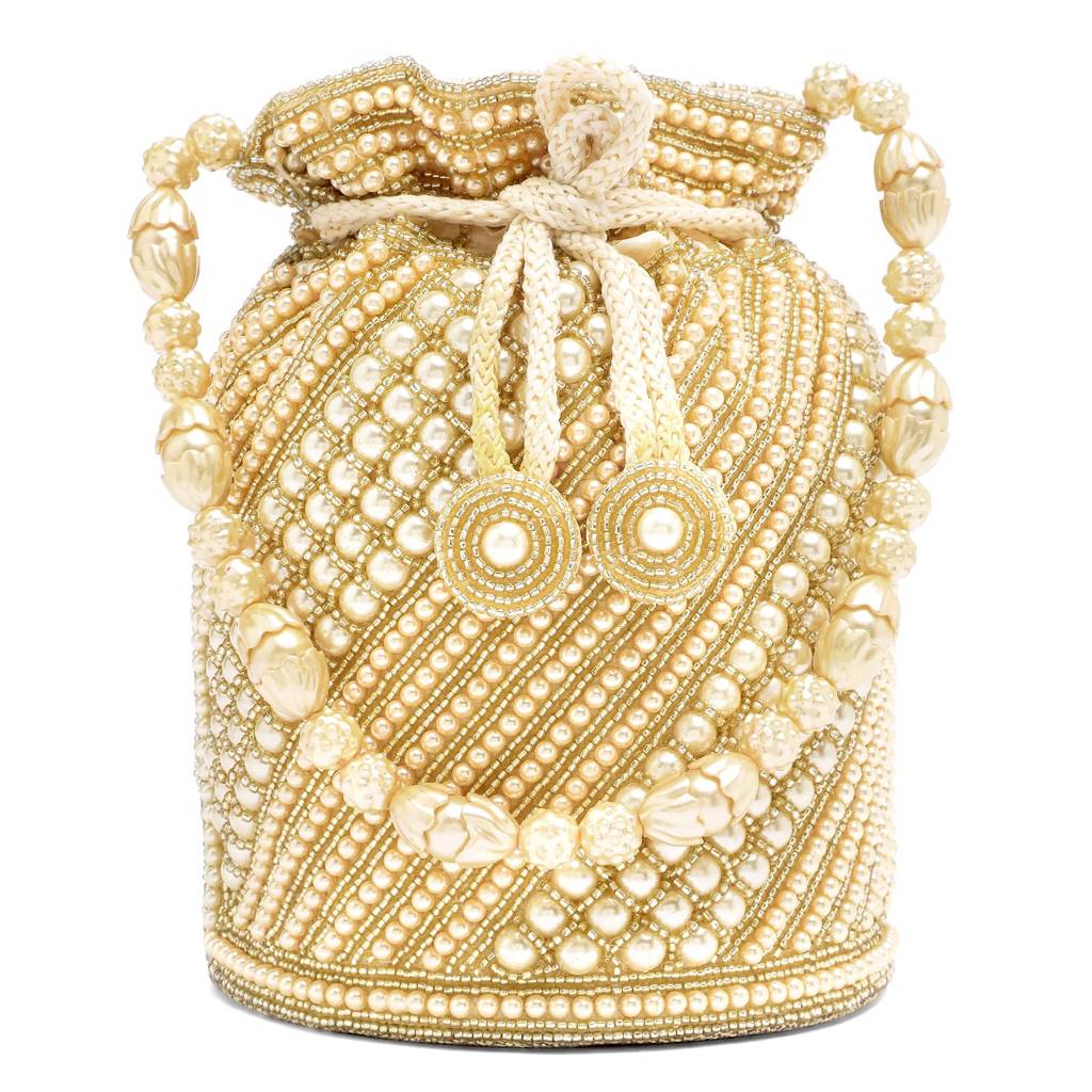 Beads Studded Potli Bag For Women Handmade Ethnic Purse Evening Handbags Stylish Bridal Fashion Clutch Bag For Girls  : P99CRM