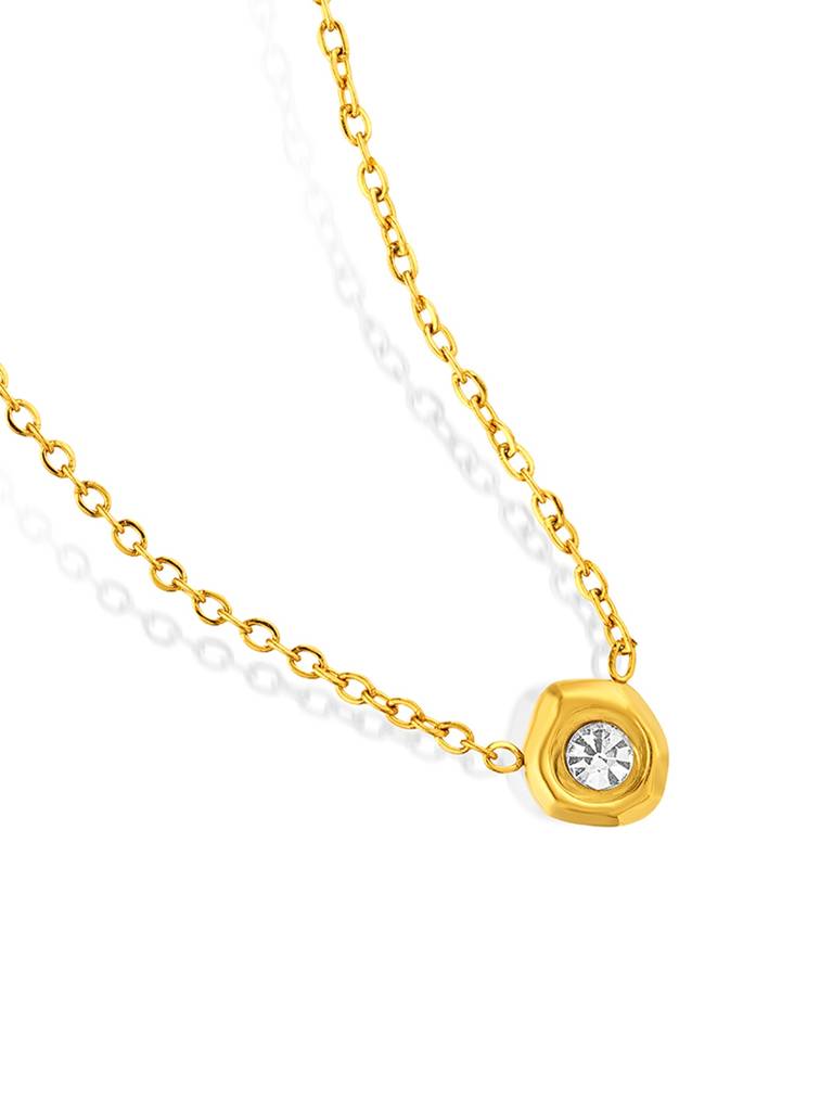 18K Gold Plated Crystal Hex Necklace Stainless Steel Waterproof & Anti-Tarnish : N37SJSS0G