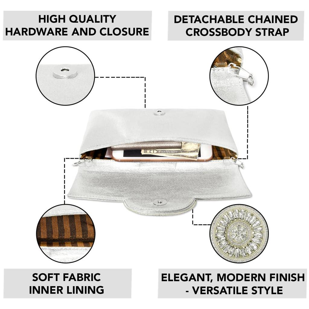 Silver & Golden Bridal Clutch Combo Handbags Gift For Women : C32S-C37G