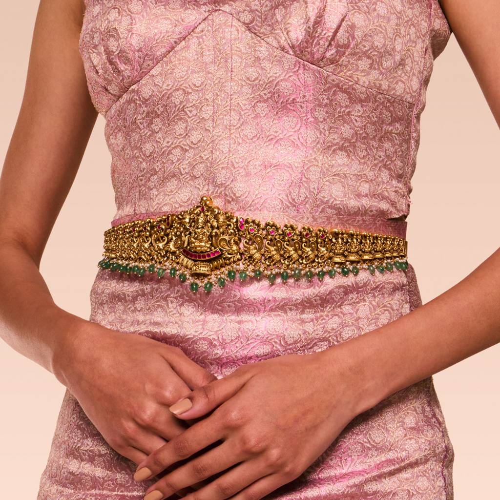 Ruby-Green Gold - Plated Bridesmaid Antique Belt - 460591 : 460591