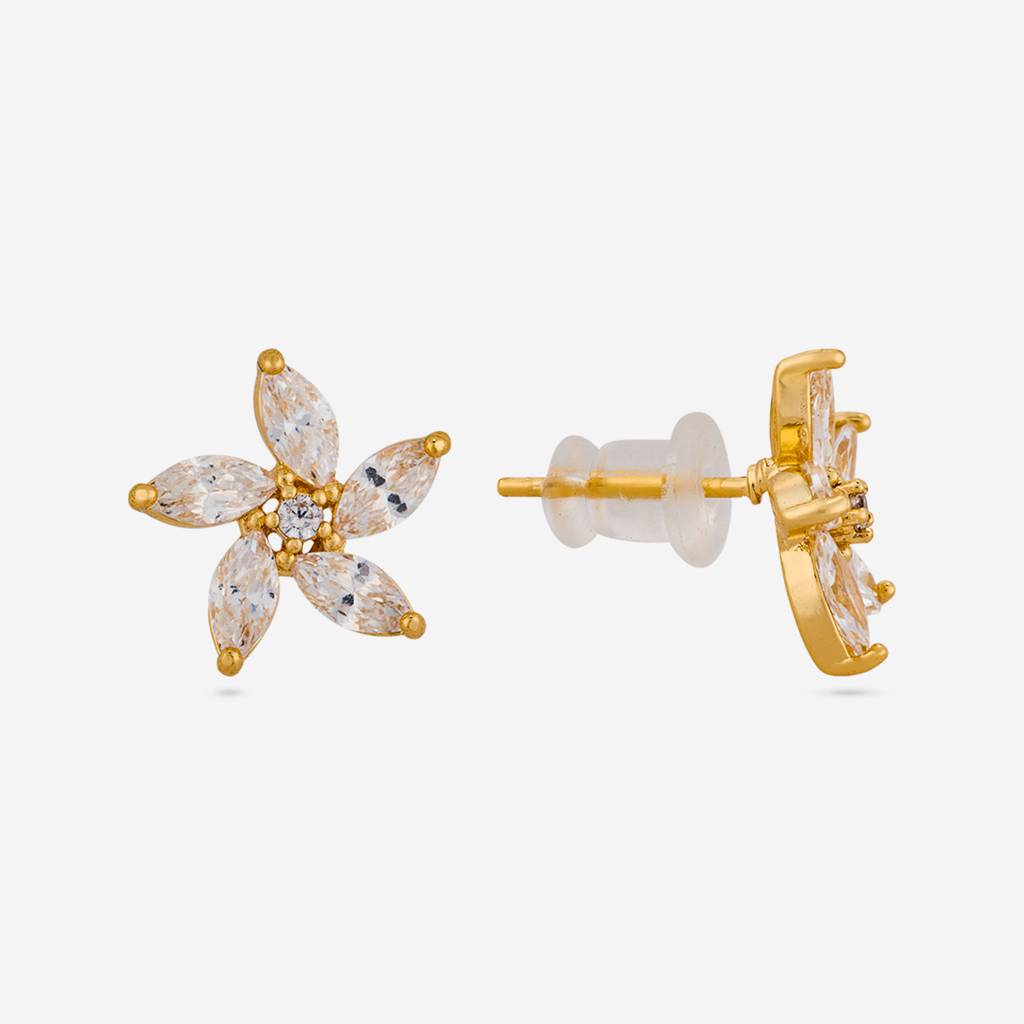 White - Plated Casual Wear Trendy Zircon Earring - 466985 : 466985