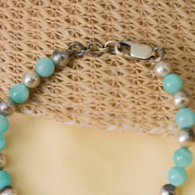 Amazonite Blue Silver Bracelet : ZV-BRC-NAT-012