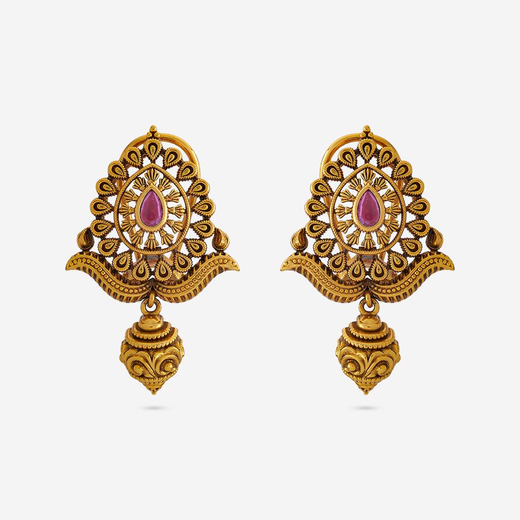Ruby Gold - Plated Festive Antique Earring - 430441 : 430441