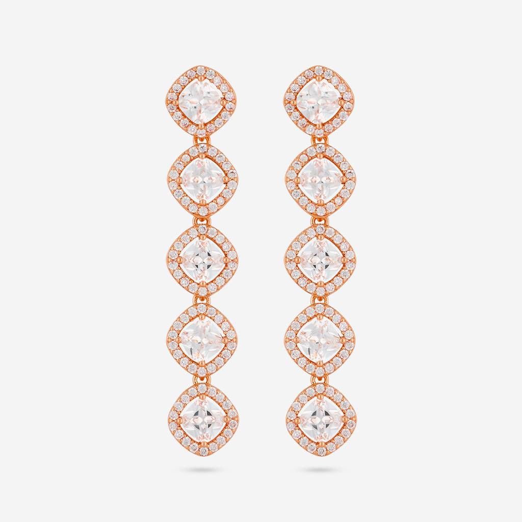 White - Plated Casual Wear Trendy Zircon Earring - 466905 : 466907