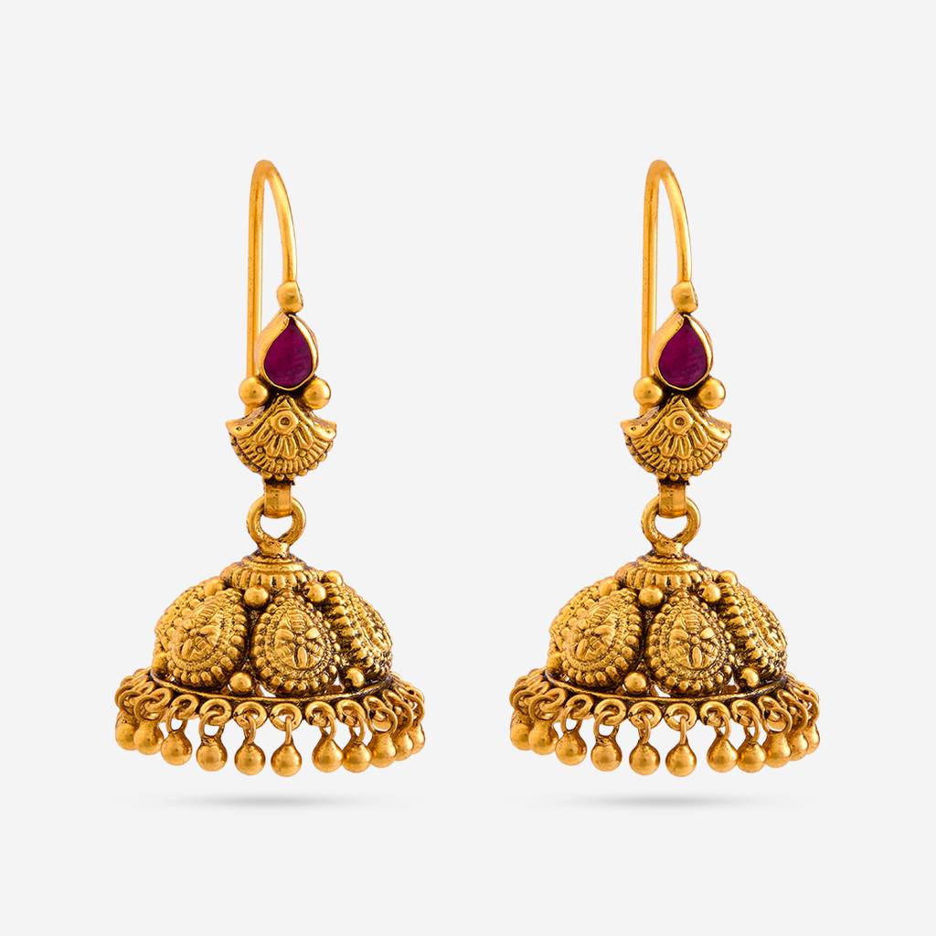 Ruby Gold - Plated Festive Temple Earring - 462026 : 462026
