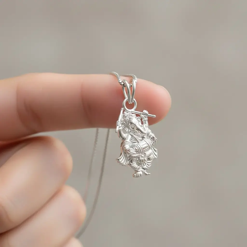 Eternz Certified Jewellery - ZALKARI Silver God Ganesha Dancing Sterling Silver Pendant