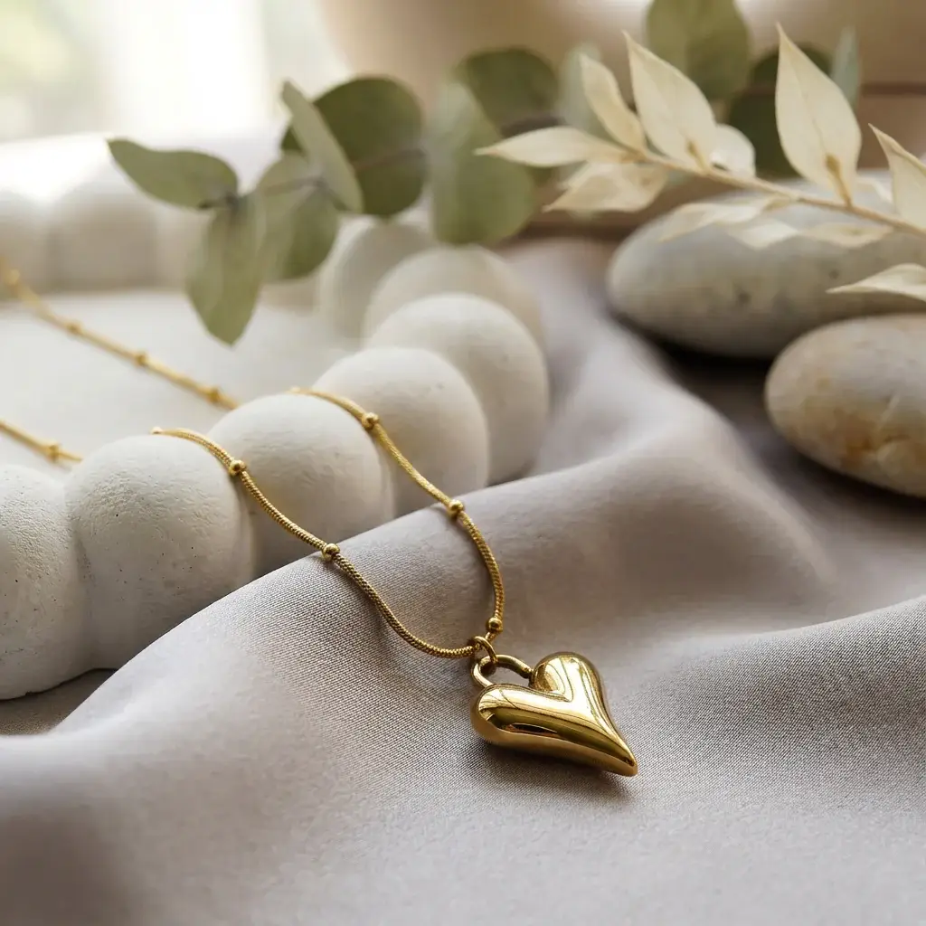 Lena Puff Heart Necklace : PST056-1