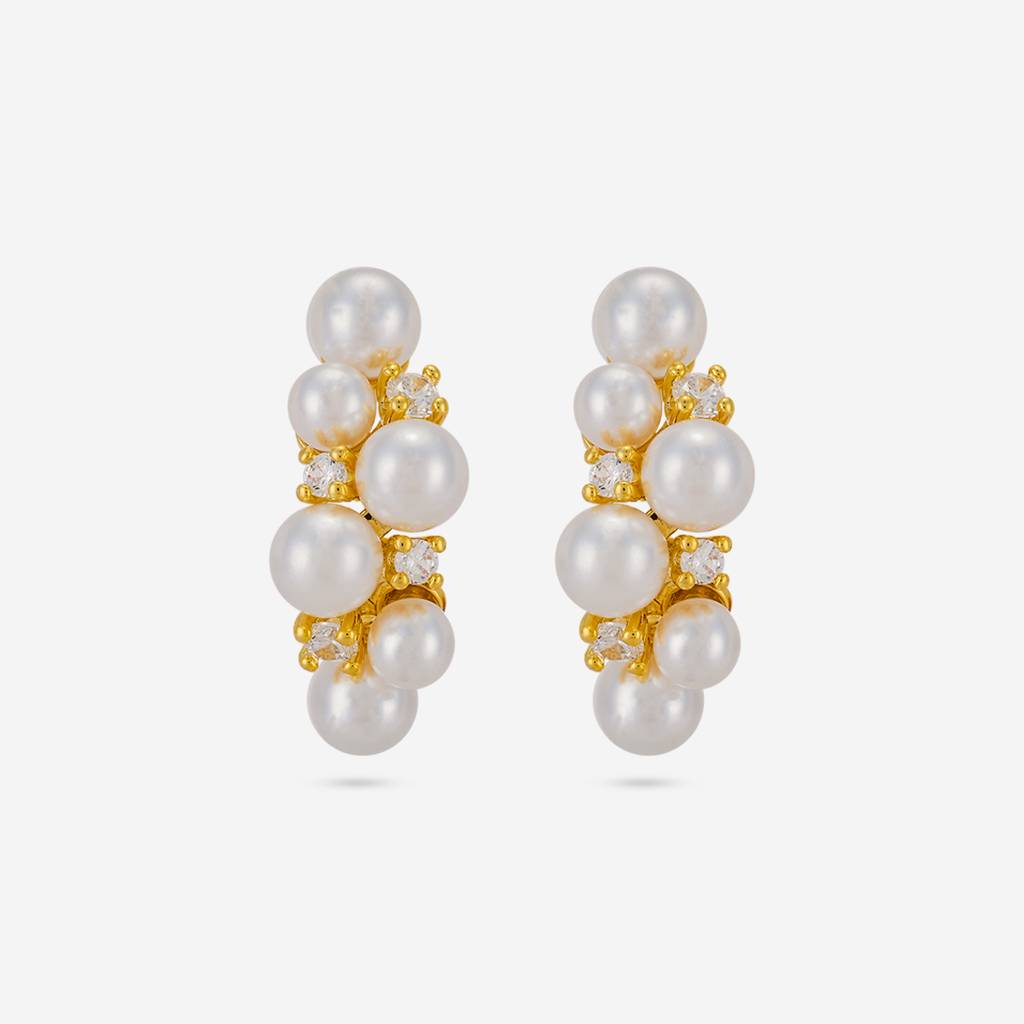 Pearl Gold - Plated Casual Wear Trendy Zircon Earring - 464584 : 464584