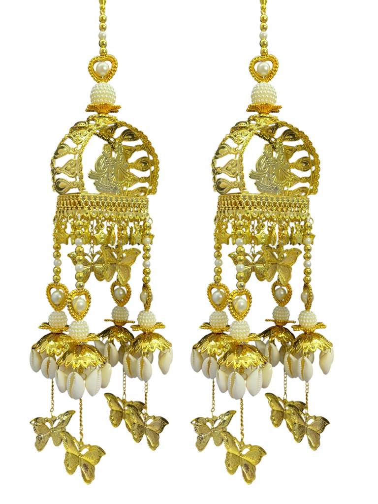 Bridal Kaleera Golden Doli Dome With Shell Bunches, Butterflies & Pearl Strands – Punjabi Wedding Accessory (32  : 2512-253-et