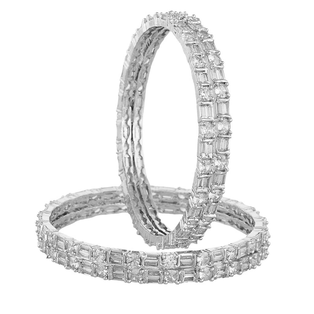 Sparkling Elegance Round And Rectangle Cut Cz Bracelets : 8905124523294