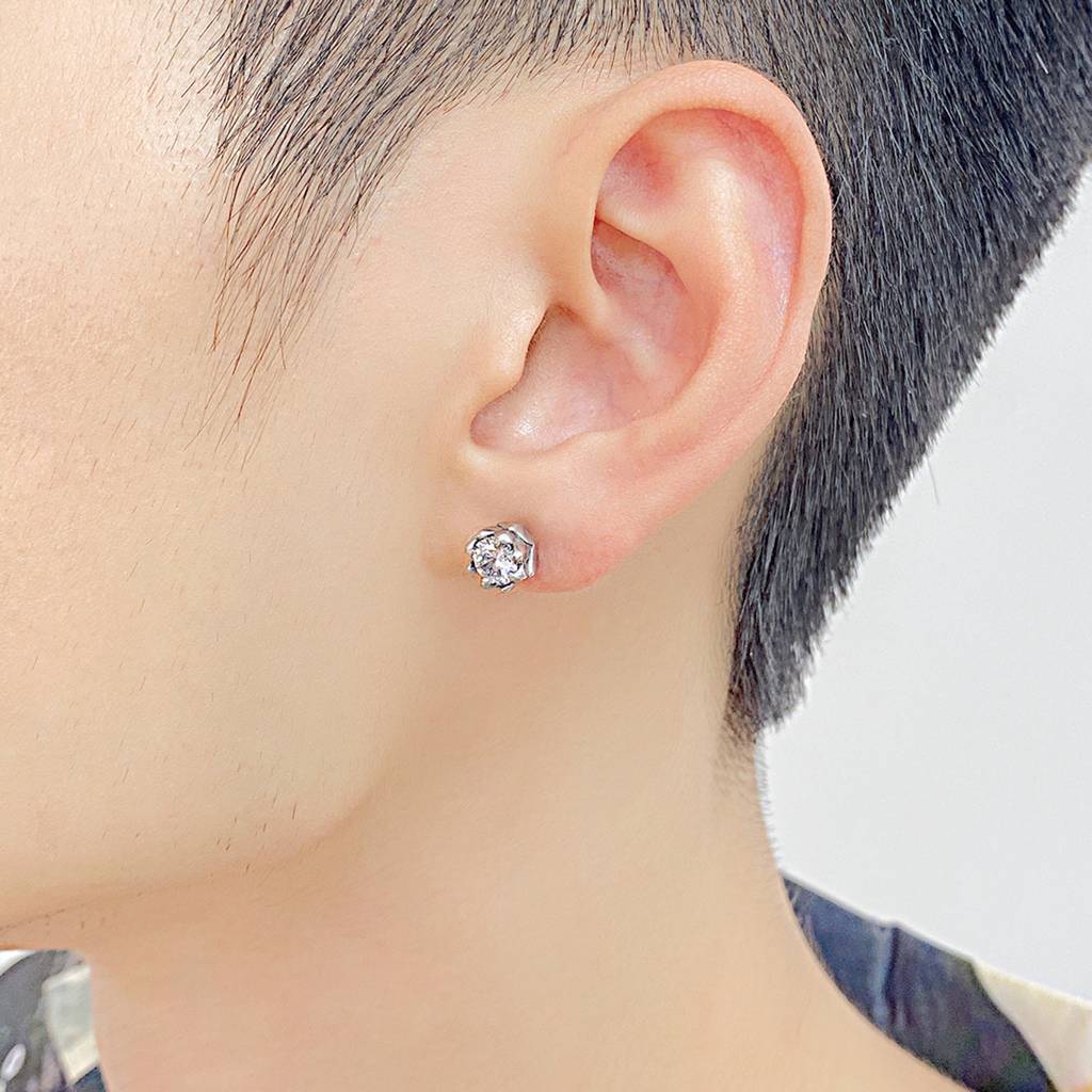 Peora Silver Plated American Diamond Studded Stud Earings Stylish Design Fashion Jewellery For Men & Boys (Px9Me39W) : PX9ME39W
