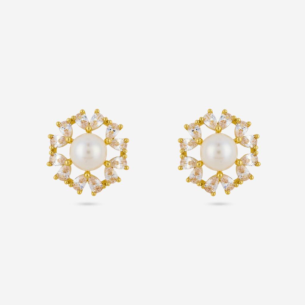 Pearl Gold - Plated Casual Wear Trendy Zircon Earring - 460361 : 460361