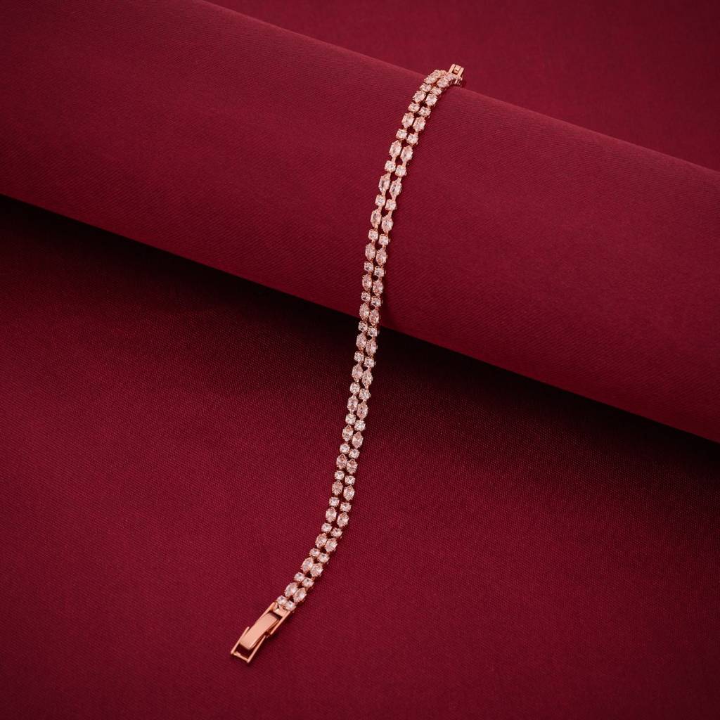 Gold Plated - Party Wear Zircon Bracelet - 466974 : 466975