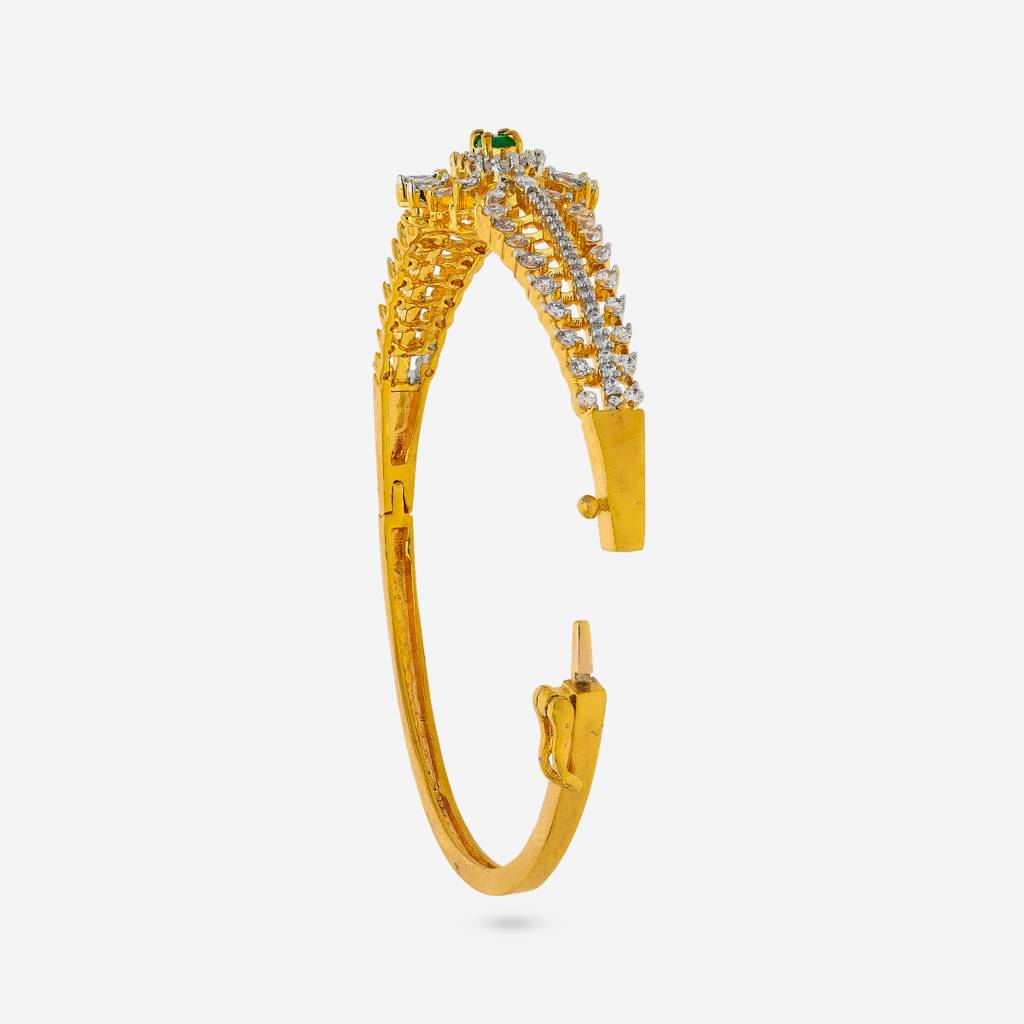 Rhodium-Gold - Plated Party Wear Zircon Kada - 452757 : 452758