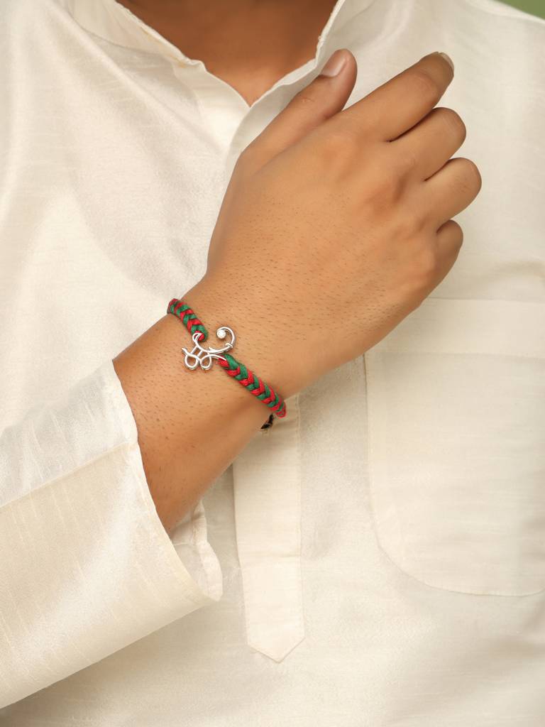 925 Sterling Silver Shri Ganesh Ji Moissanite Rakhi : SILRAK164