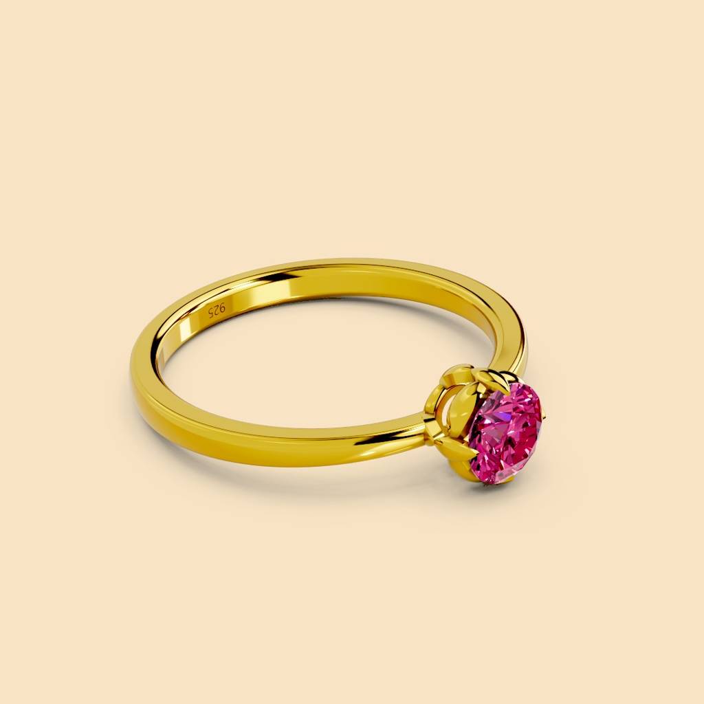 22K Gold Vermeil |Blush Ring| Pure 925 Sterling Silver With The Thickest Gold Layer : TSRI-BLU-13-22K-70168