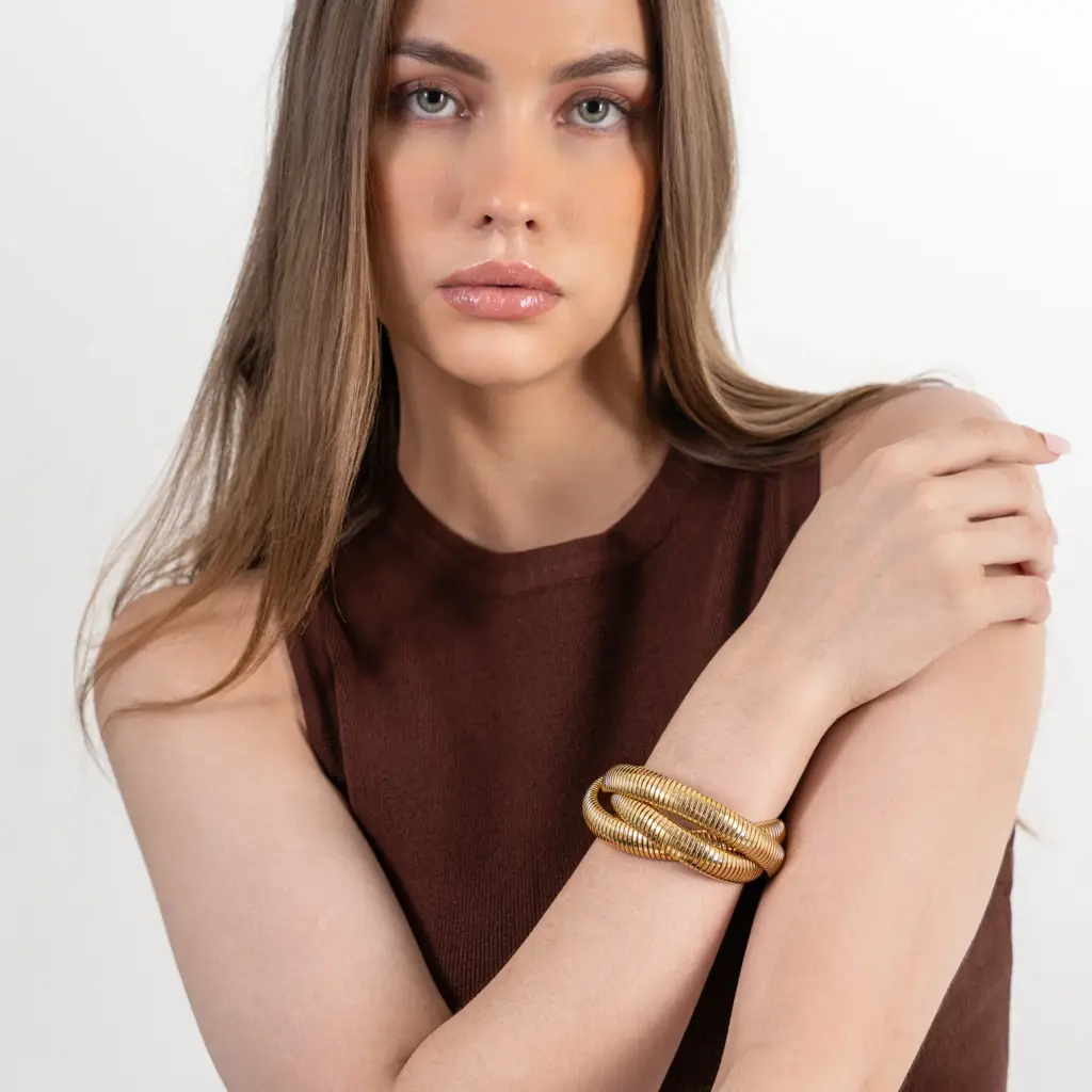 Misterio Chunky Bracelet (2 Layers) - 18K Gold Plated : BRTTT047