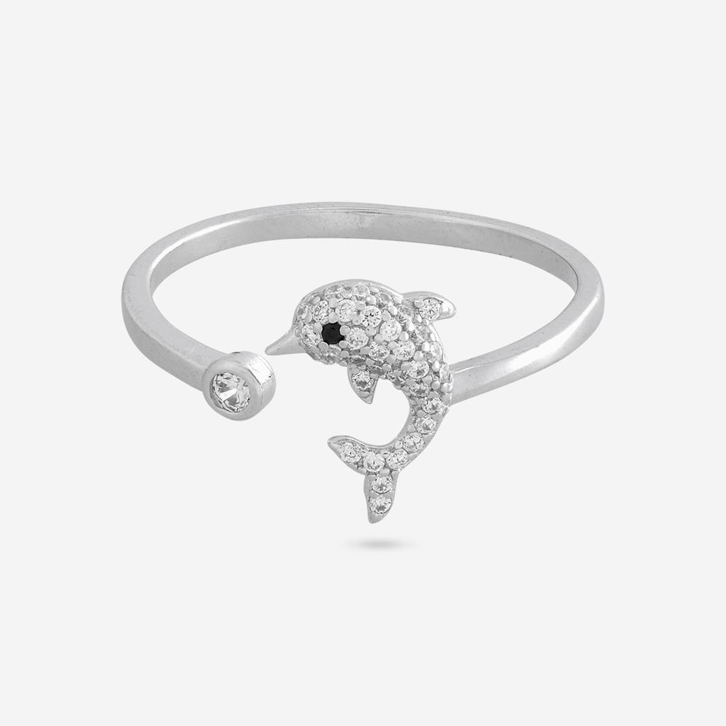 White Rodium Plated - Office Wear Silver Finger Ring - 466228 : 466228