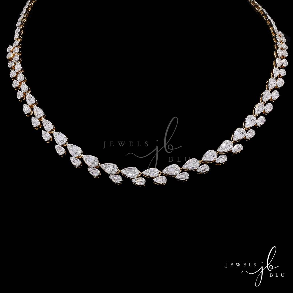 Anti Tarnish American Diamond Pear Drop Tennis Necklace Set With Earrings For Women | American Diamond Cz Wedding,  : 800015_2