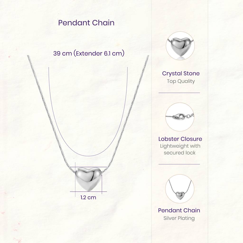 Heart Shape Pendant Chain Necklace Fashion Jewellery For Women & Girls : PX9P79S