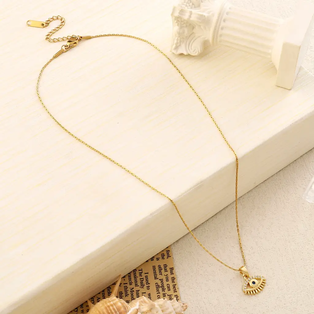 Eye On You Gold Necklace : NS13736-G-BLU