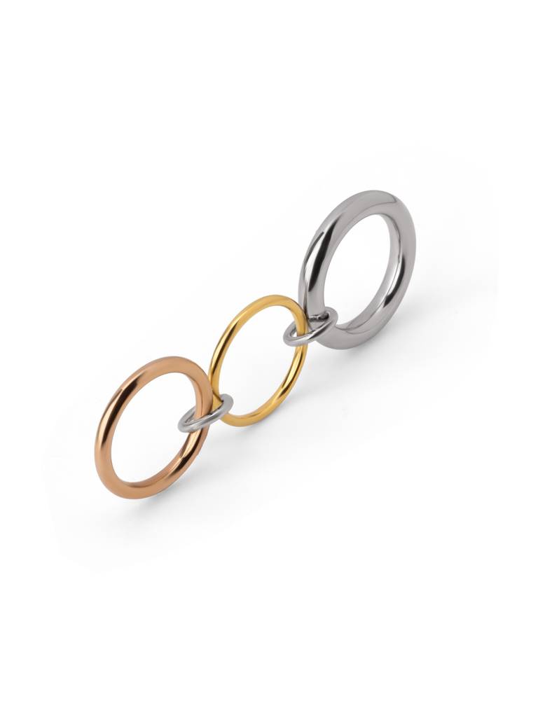Minimal Triple Linked Ring For Women - Waterproof & Anti-Tarnish : RG0256-6