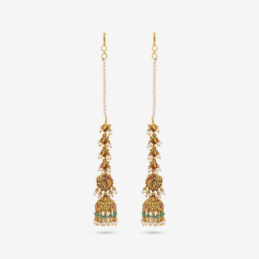 Ruby-Green Gold - Plated Bridesmaid Antique Earring - 442846 : 442846
