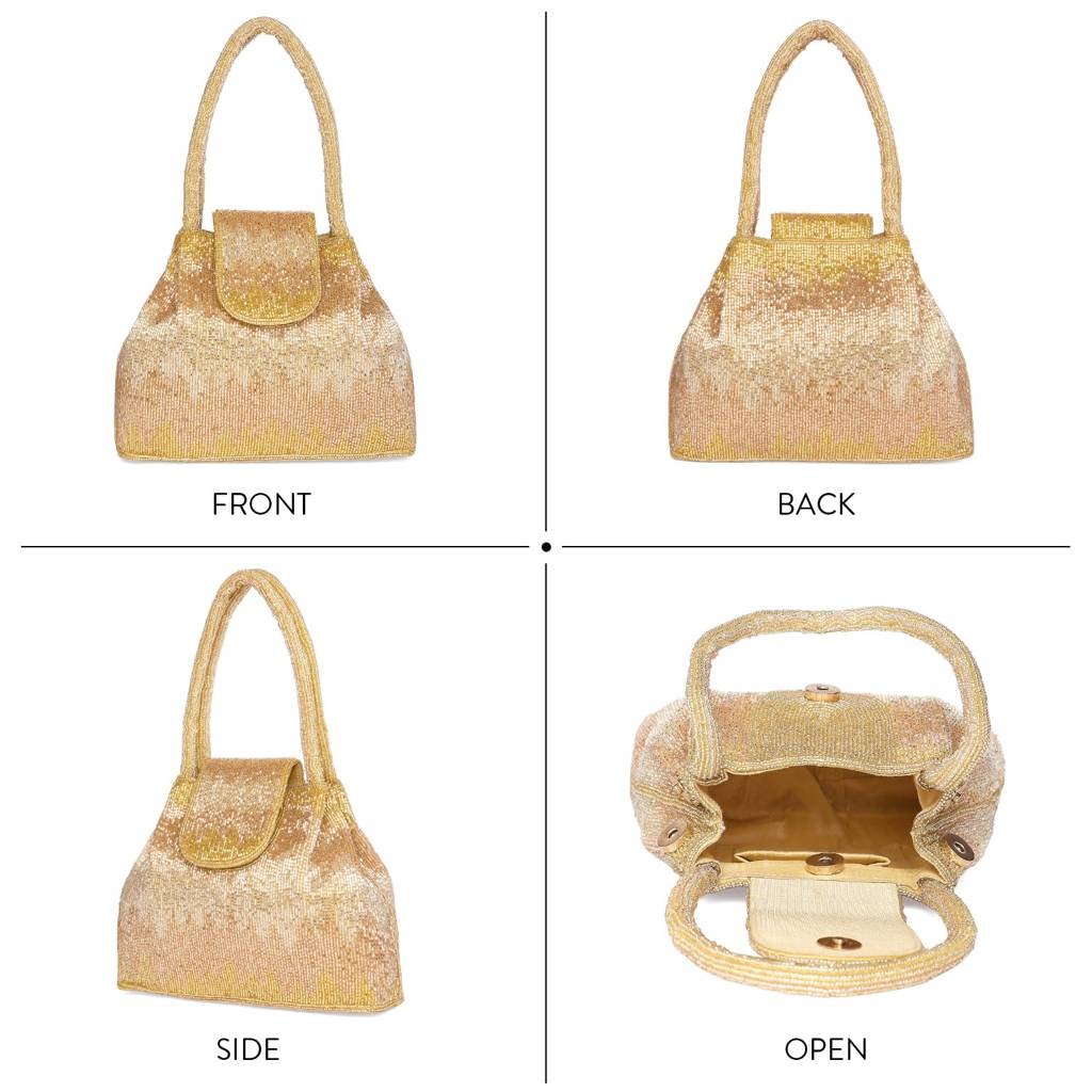 Potli Style Purses For Women Handmade Evening Handbag Stylish Bridal Fashion Wristlet Bag For Girls (P180C) : P180G