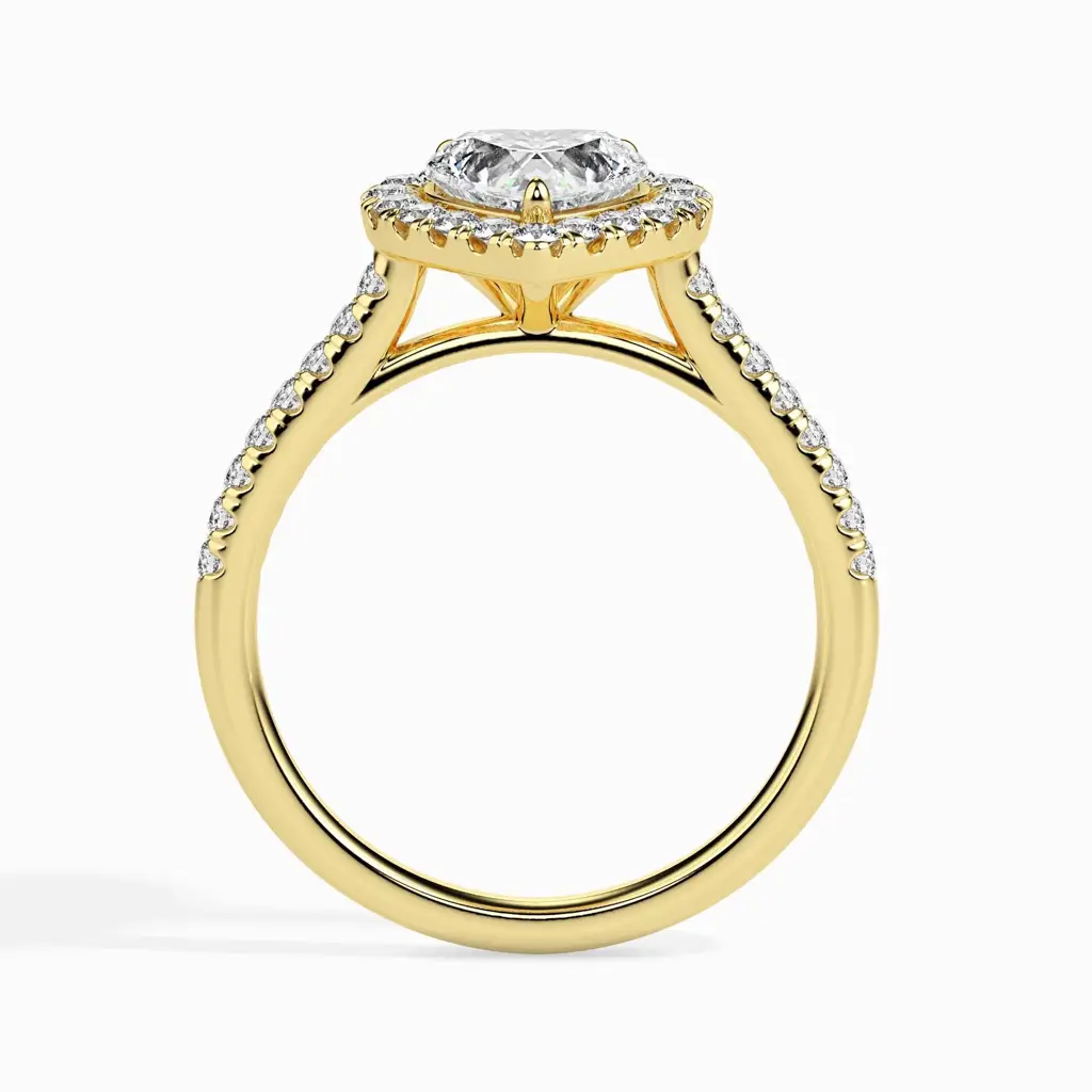 1 Carat Heart Solitaire Ring With Halo In Diamond Band : 09kRoseZNR161F10