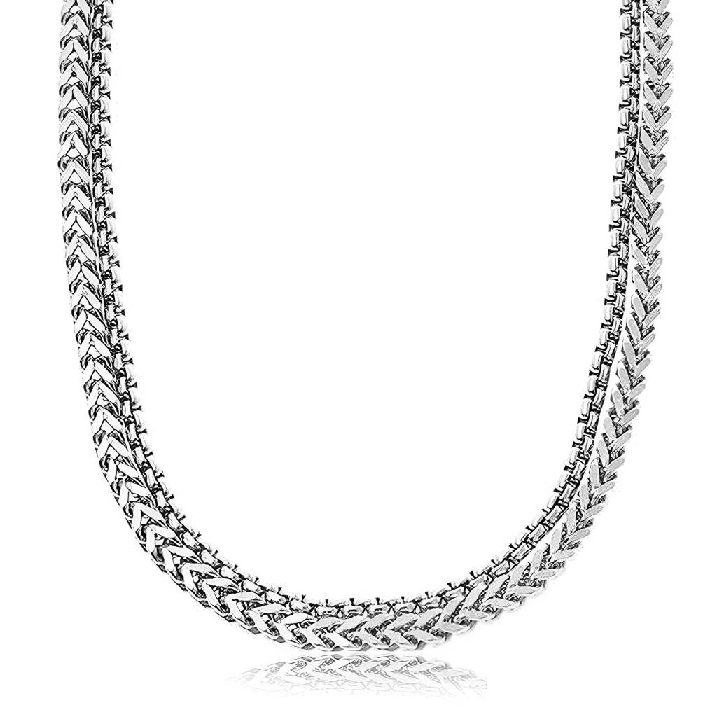Silver Plated Stainless Steel Fancy Wheat Chain Necklace Jewellery Gift For Men & Boys : PX9CH117S