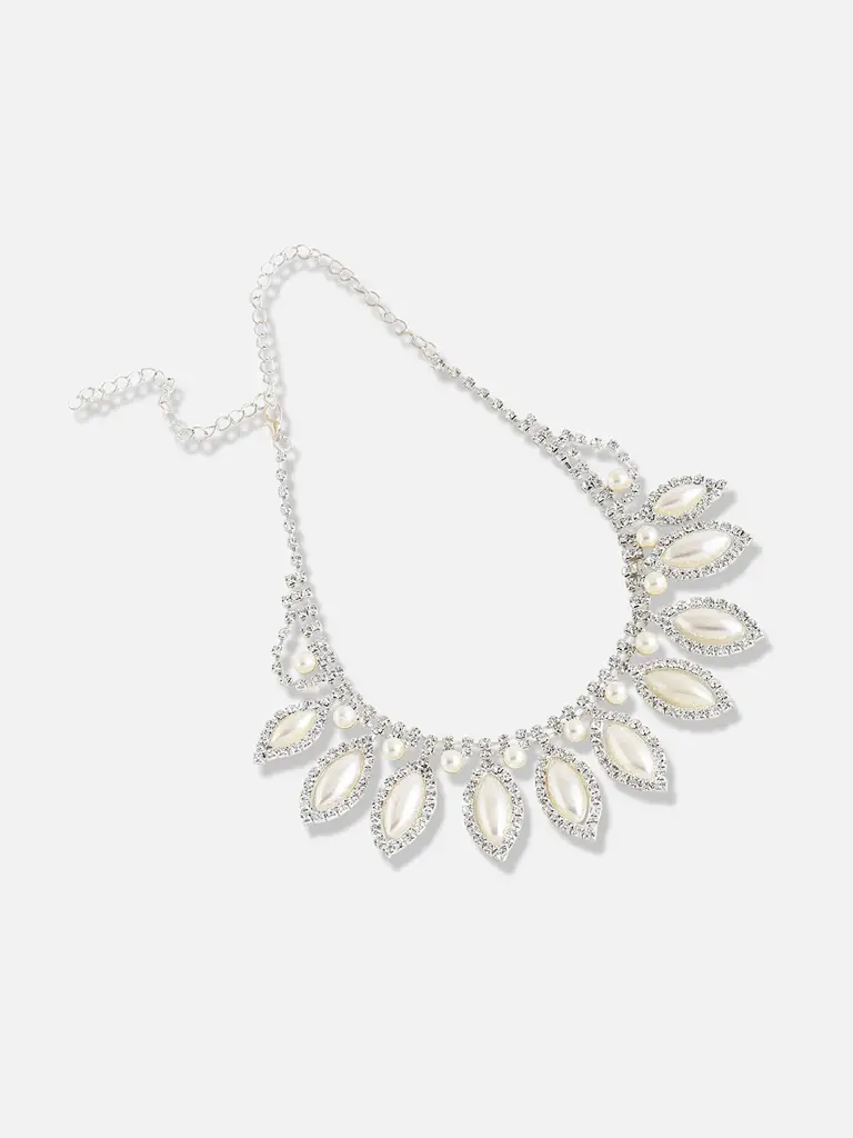 Taliyah-Silver Plated Designer Stone Party Necklace And Earring Set For Women : SOHNCK3016