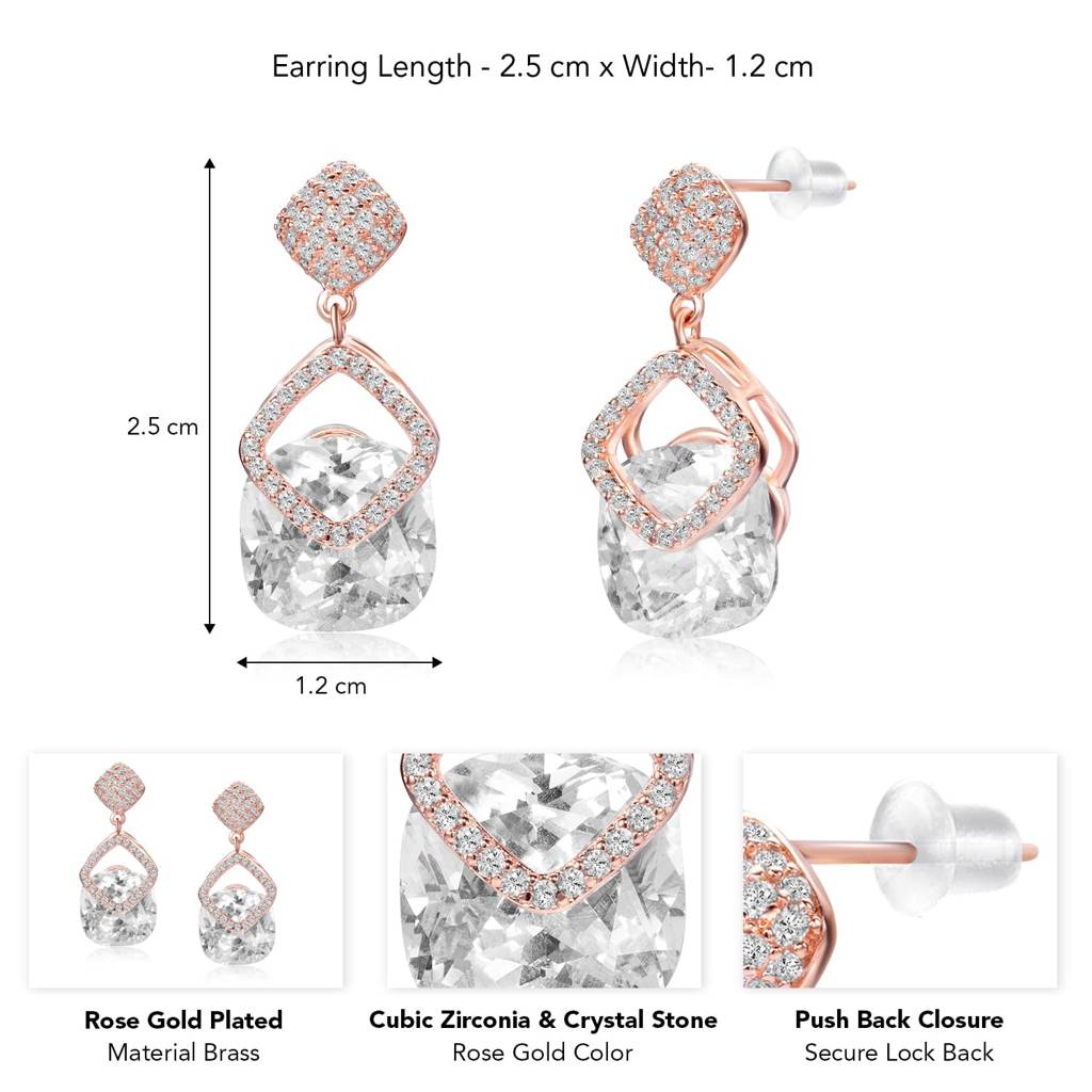 Cubic Zirconia & Crystals Studded Fancy Drop Earring Gift For Women & Girls : PF68E345C