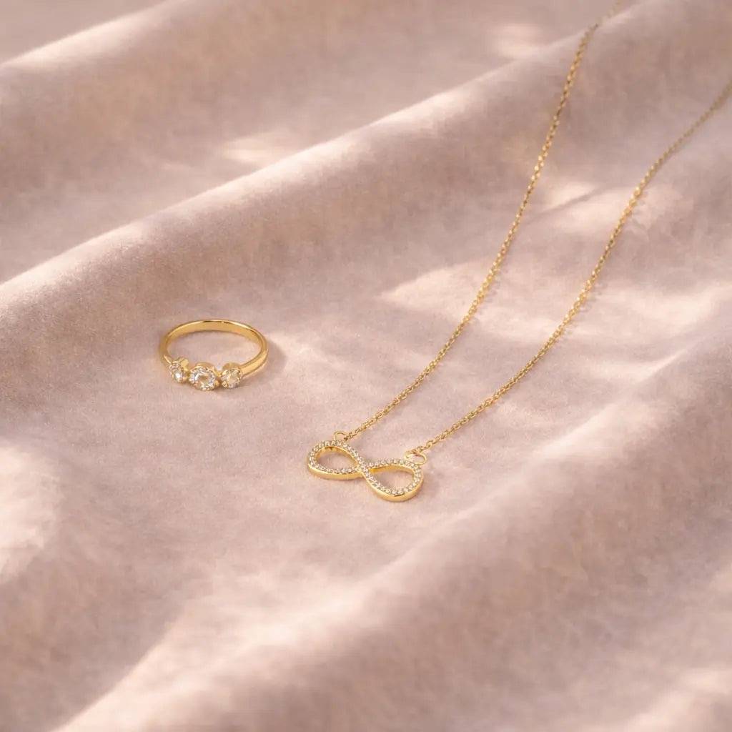 The Infinity Neckalce And Ring Jewellery Set : NRC-013-G-1