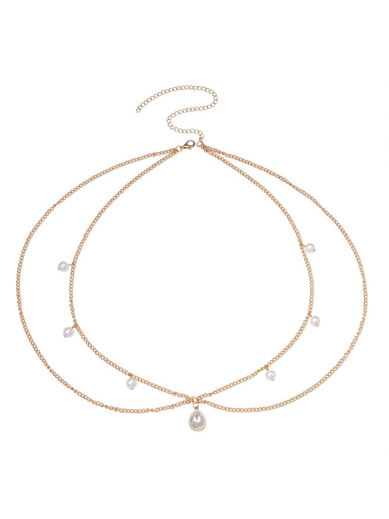 Stylish 2 Layer Belly Chain Kamarband For Women & Girls Gold Plated Pearl Studded Festive Occasion Jewellery Ann : PX9BCH065GW