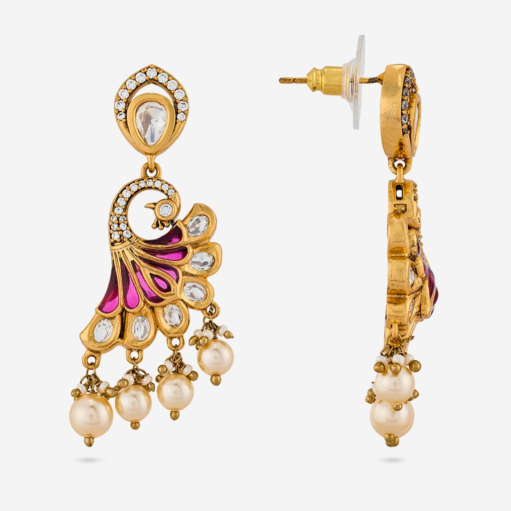 Victorian - Plated Bridesmaid Kundan Earring - 467969 : 467969