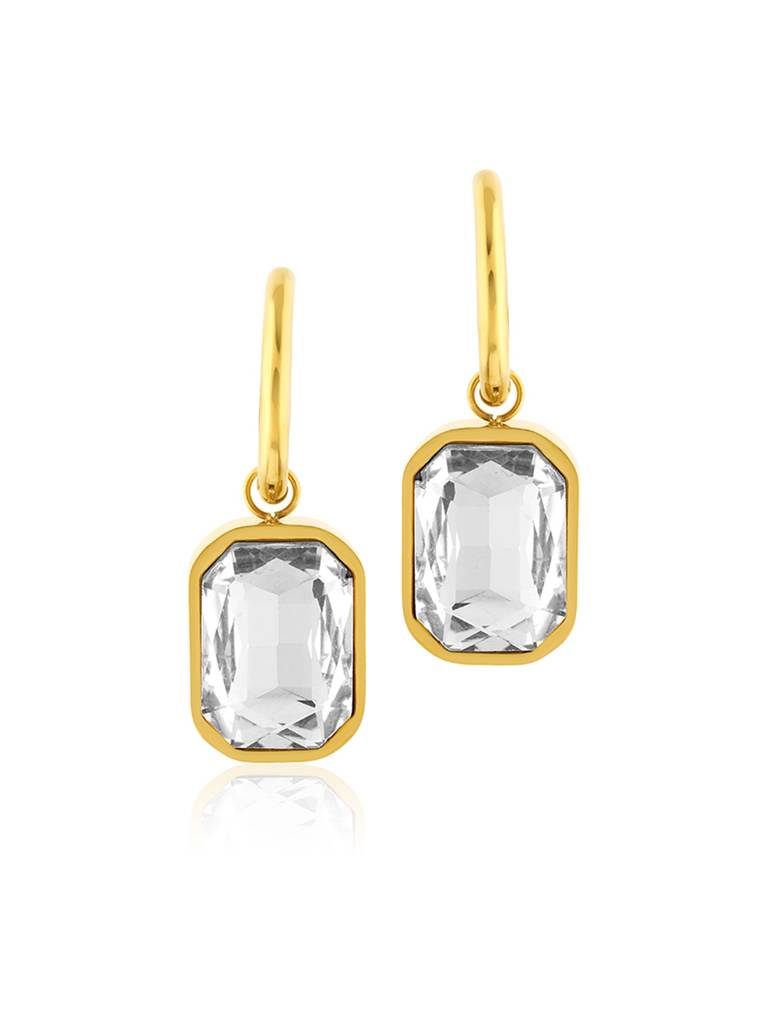 18K Gold Plated Prism Hoop Earrings Stainless Steel Waterproof & Anti-Tarnish : E88SJSS0G