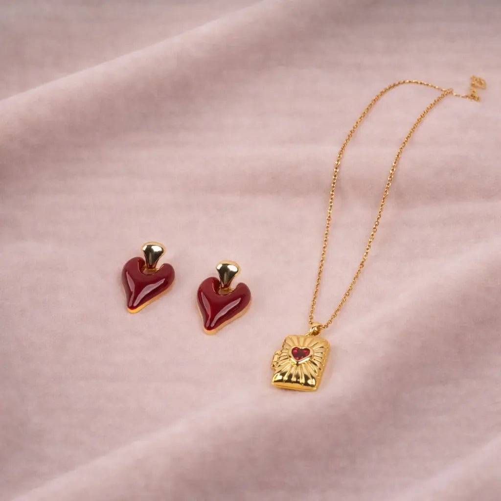 Lovebeat Jewellery Combo : NEC-026-G-RED-1